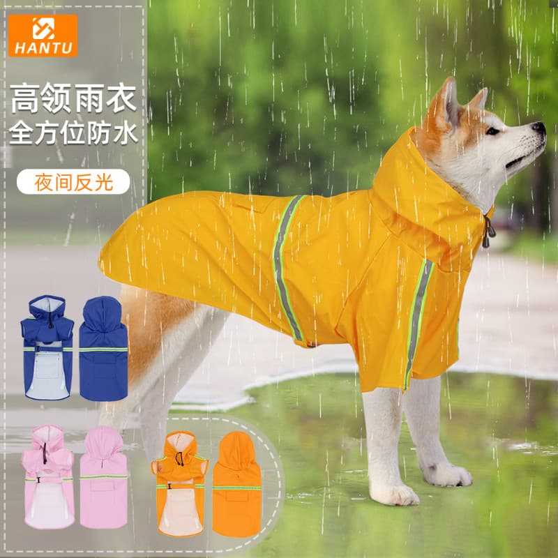 Cross-Border novo estilo pet capa de chuva cão Poncho capa estilo reflexivo grande roupas para cães capa de chuva suprim
