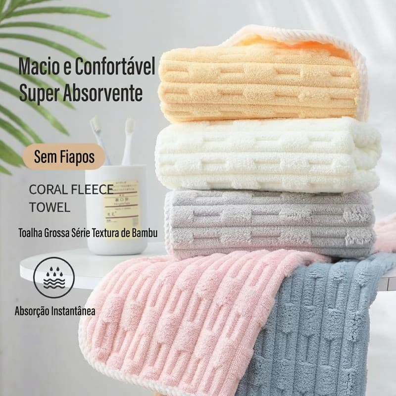 Toalha de Banho Flanela Coral Premium 70x140cm Super Absorvente Macia para Banho e Praia