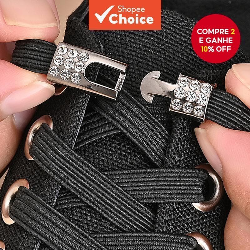 1 Par De Cadarços Sem Amarração Com Strass | Preguiçosos Listrados Elásticos Elegantes Para Tênis E Calçados Esportivos