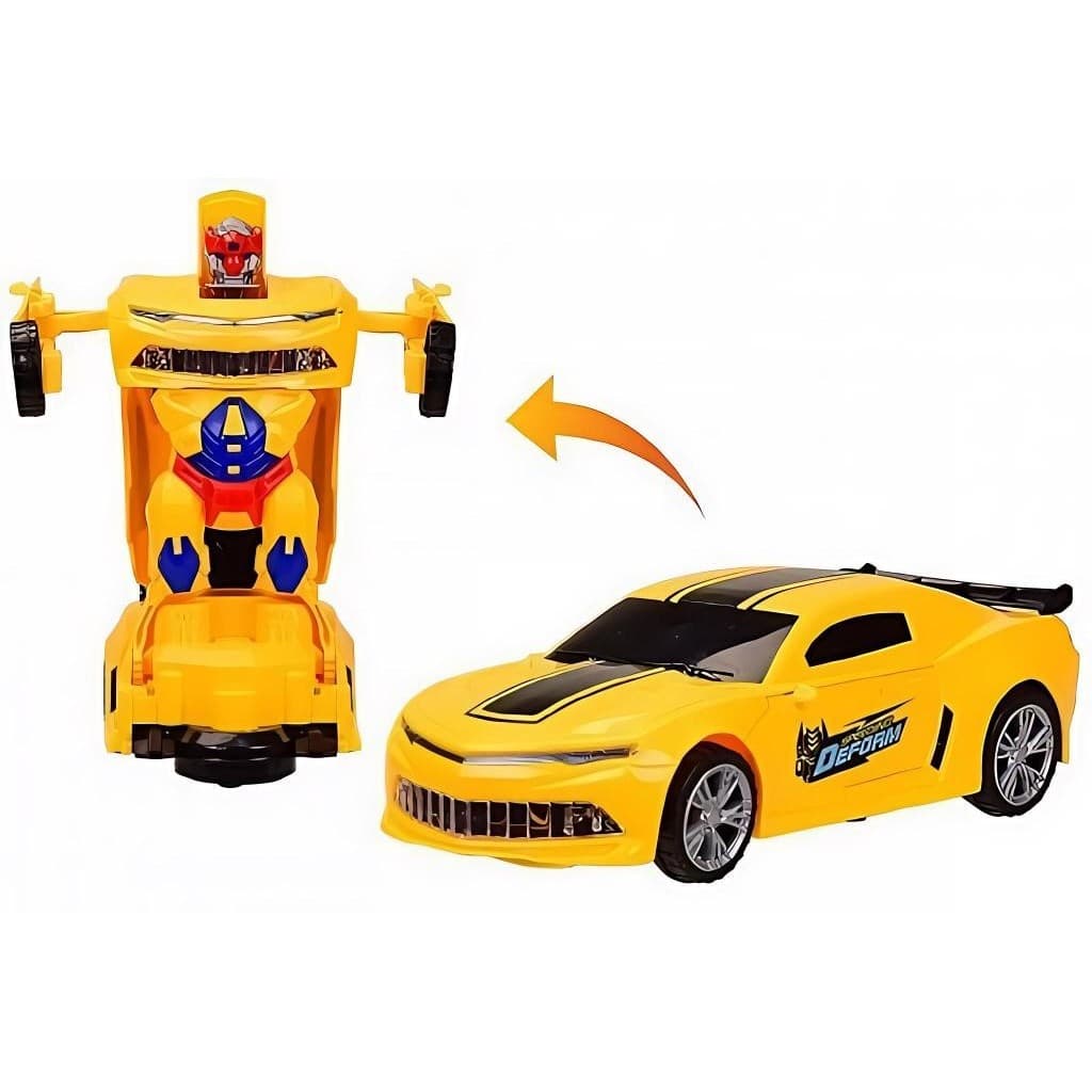 Carrinho Camaro Transformers Brinquedo Criança Vira Robô Bate E Volta Com Luz e Som