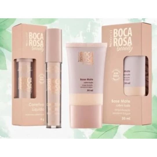 Conjunto de Beleza Boca Rosa Primer Matte + Corretivo de Alta Cobertura