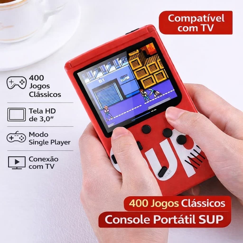 Console Portátil com Saída para TV 400 Jogos Clássicos Single Player