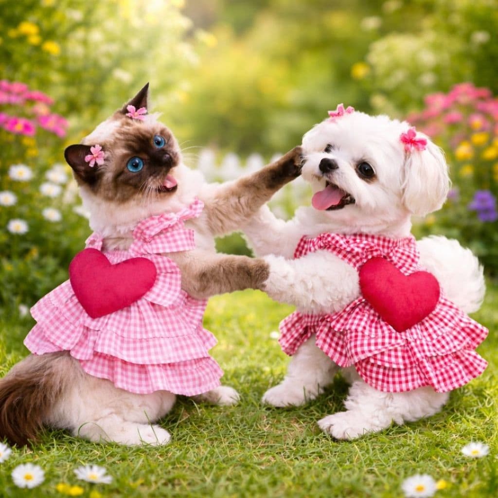 Vestido Pet com Coração – Roupa Fofa para Cães e Gatos | Conforto e Estilo