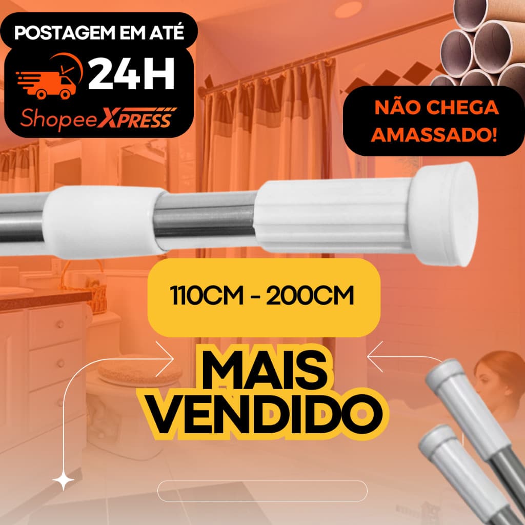 Varão Regulável Extensível Barra Pressão P/cortina Box Banheiro Cozinha Porta Cortina Haste Multiuso