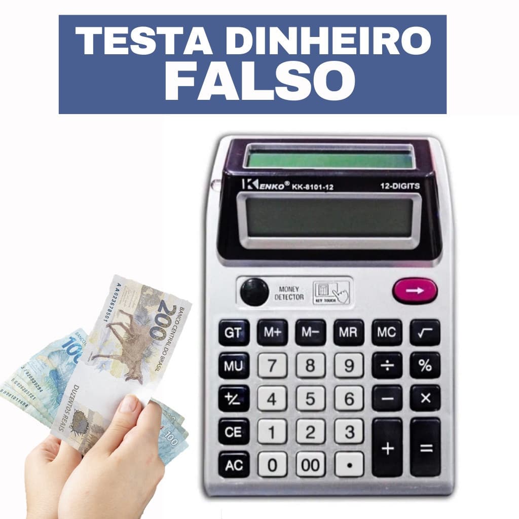 Calculadora Testa Dinheiro Falso Para Caixa Comércio Display Duplo Visor 12 Dígitos Frete Grátis