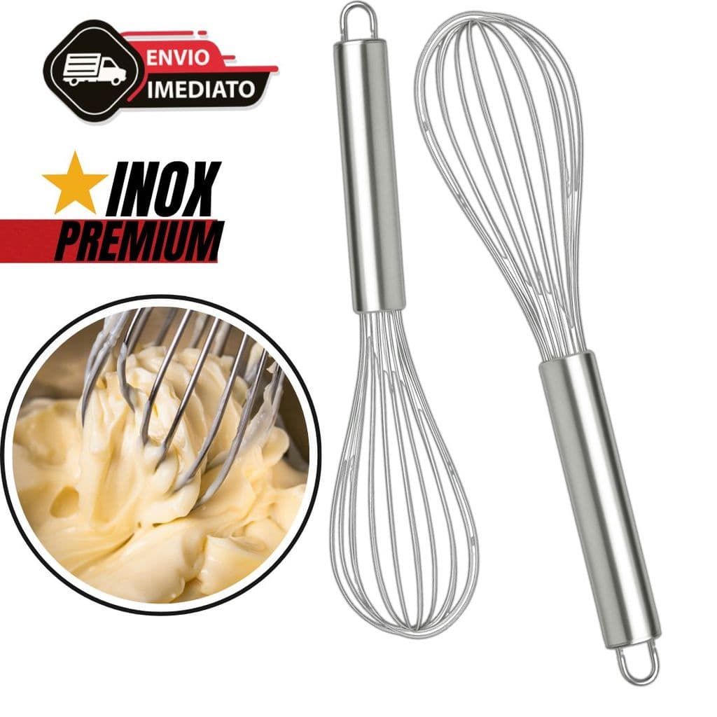 Fouet Batedor de Ovos em Aço Inox Reforçado | Utensílio de Cozinha para Misturar Massas e Receitas