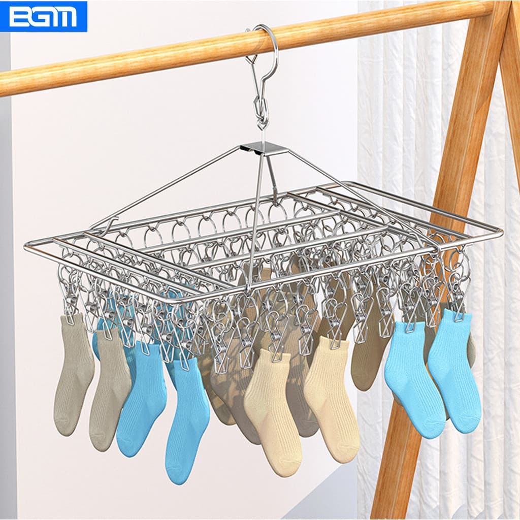 BGM-Varal 40 Prendedores Roupa Bebe Calcinha Cueca Dobrável Inox