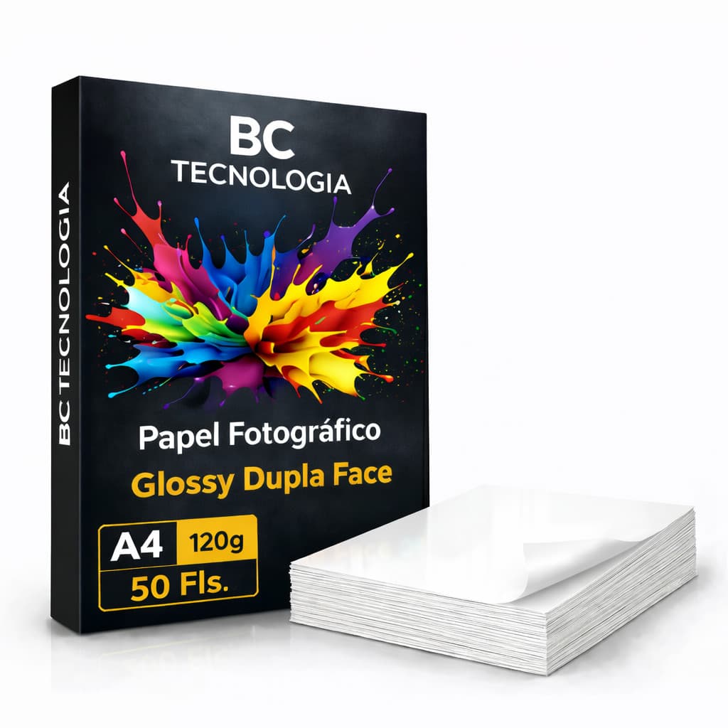 Papel Fotográfico Dupla Face 120g Glossy A4 Prova Dágua 50 Folhas