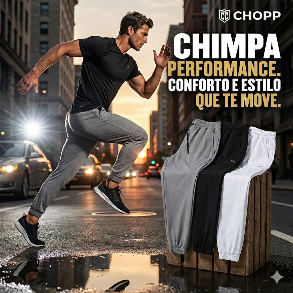 3 Calça Jogger Masculina Esportiva com Zíper  Diversas Cores - Lançamento 2026