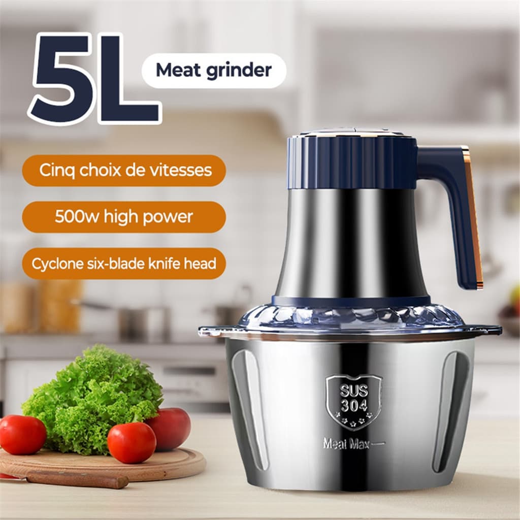 Moedor De Carne Elétrico 5L Triturador De Alimentos Multifuncional Vegetal Frutas Processador Chopper Máquina Cozinha Eu