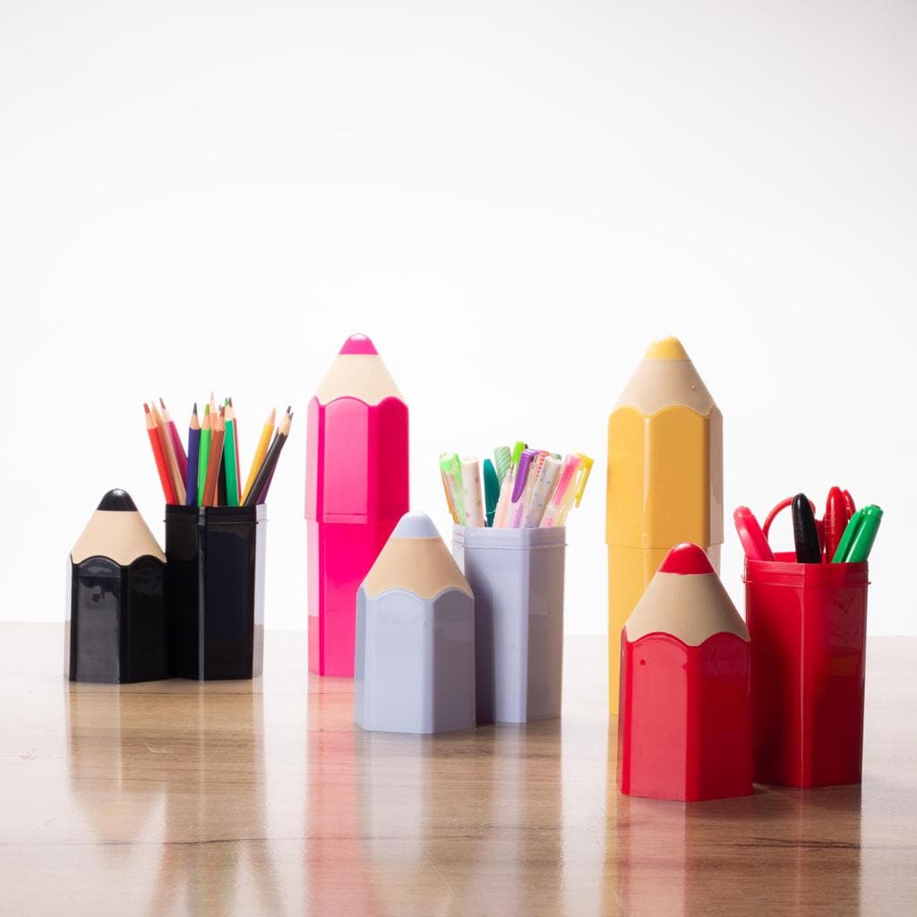 Kit 5 Organizadores Lápis 3D Lúdico Mesa Porta Objetos Porta Treco Presente Lembrancinha Volta às Aulas Plasútil