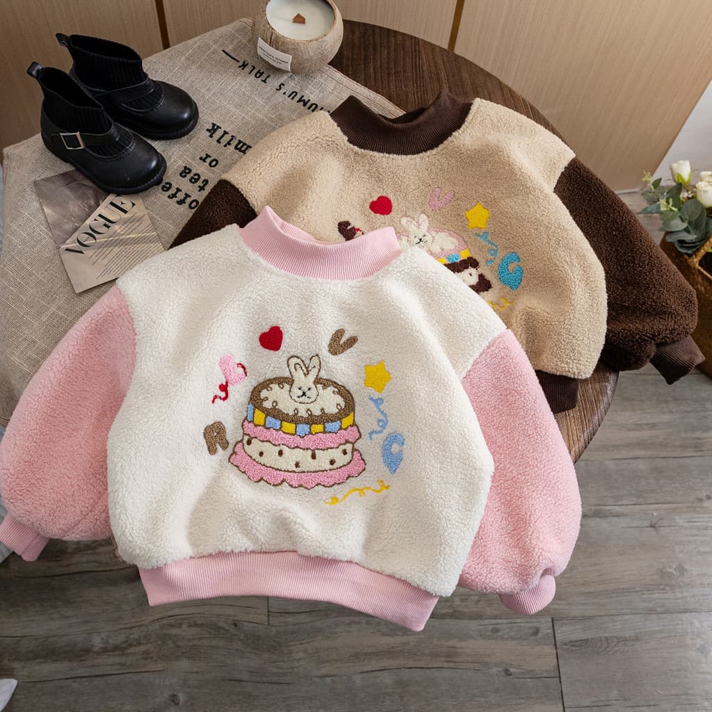 Crianças moletom de lã 2023 inverno novo estilo meninas lã de cordeiro moletom jaqueta crianças forro de lã camisa de lã