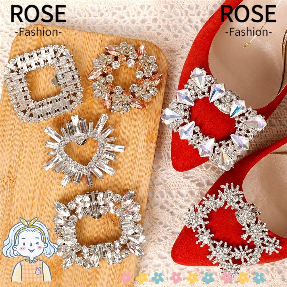 ROSEGOODS 2 Peças Fivela Charmosa Moda Feminina Strass Sapatos De Cristal Decorações