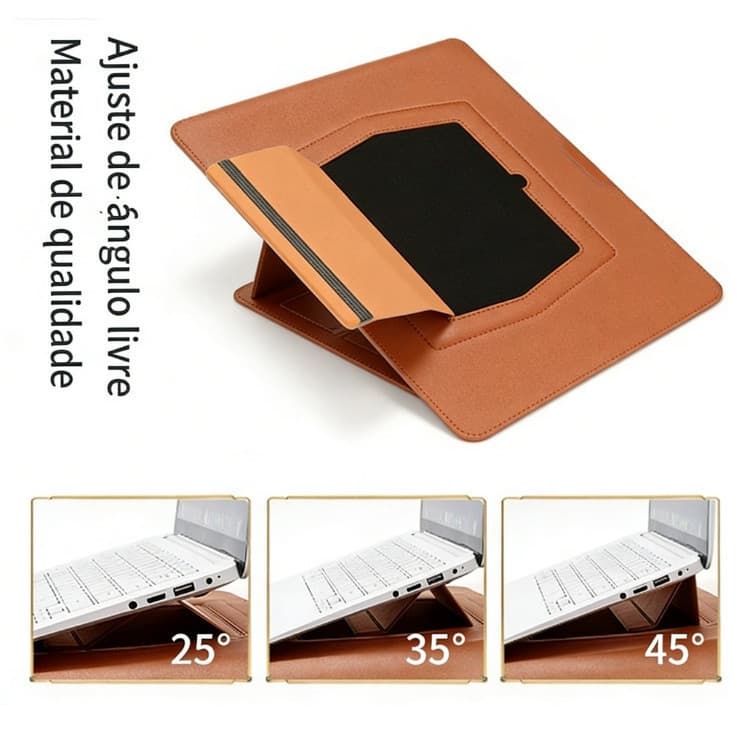 Notebook Macbook Air Pro M1 E M2  Em Couro 3 Em 1-De Couro PU 13 a 16 Polegadas com Suporte para Escritório e Estudo