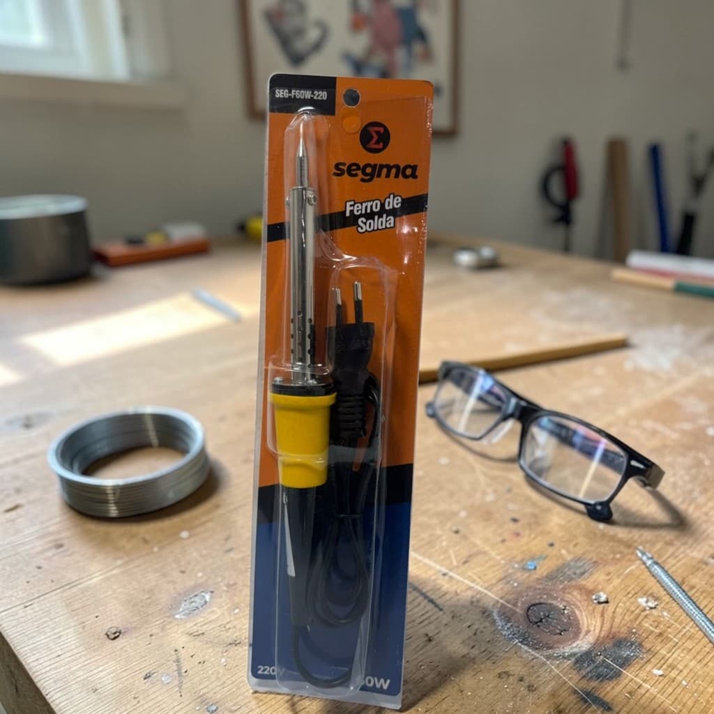 Kit Ferro de Solda Profissional 60W + Estanho Soldador para Reparos Eletrônicos