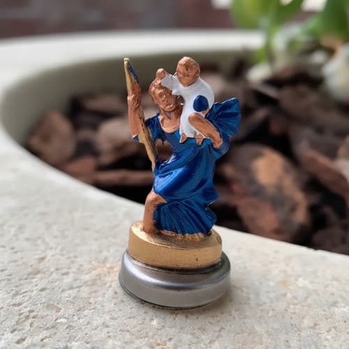 Imagem São Cristóvão Metal Pequeno Carro Protetor Motoristas Colorido