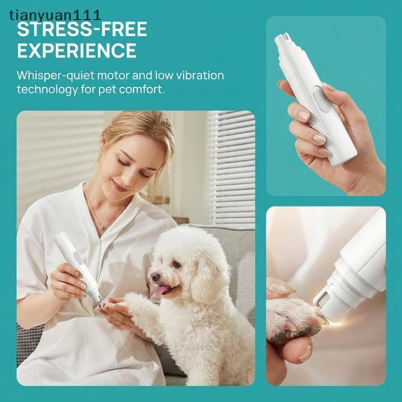 tianyuan111 1 Conjunto Aparador De Unhas Elétrico Silencioso Segurança Gato Com Iluminação Polidor Para Cães Pequenos E 