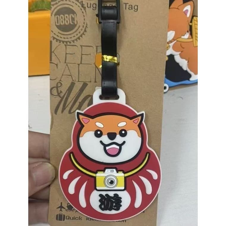 Etiqueta de bagagem fofa indispensável para viagem Shiba Inu Dog Explosion Dog Cartoon Puppy Bagagem Tag BDKM