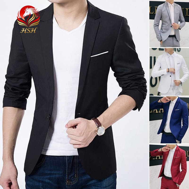Novo Blazer Formal Masculino Slim Fit de Alta Qualidade 2023 com Um Botão Crest 026 2344 3504