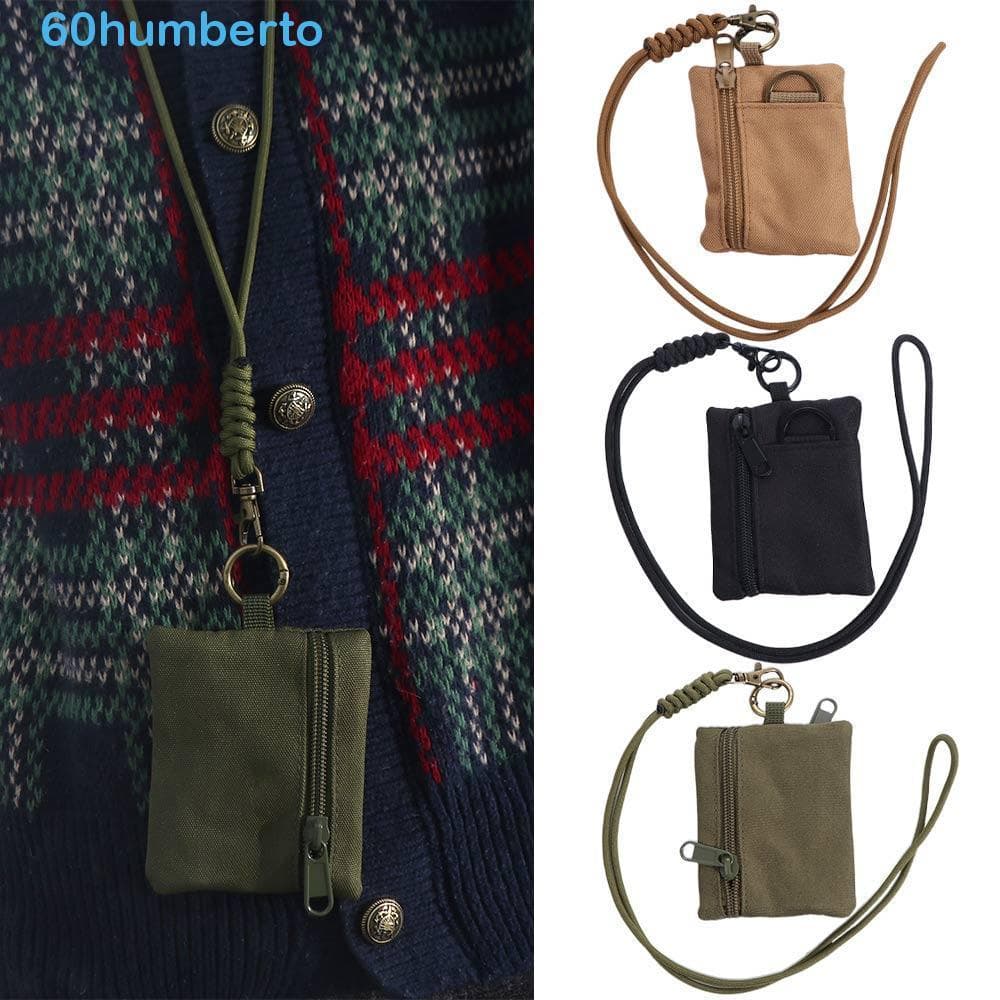 HUMBERTO Bolsa De Moedas Pendurada No Pescoço , Mini Carteira De Tecido Oxford De Nylon Com Zíper , Porta-Cartões Pequen
