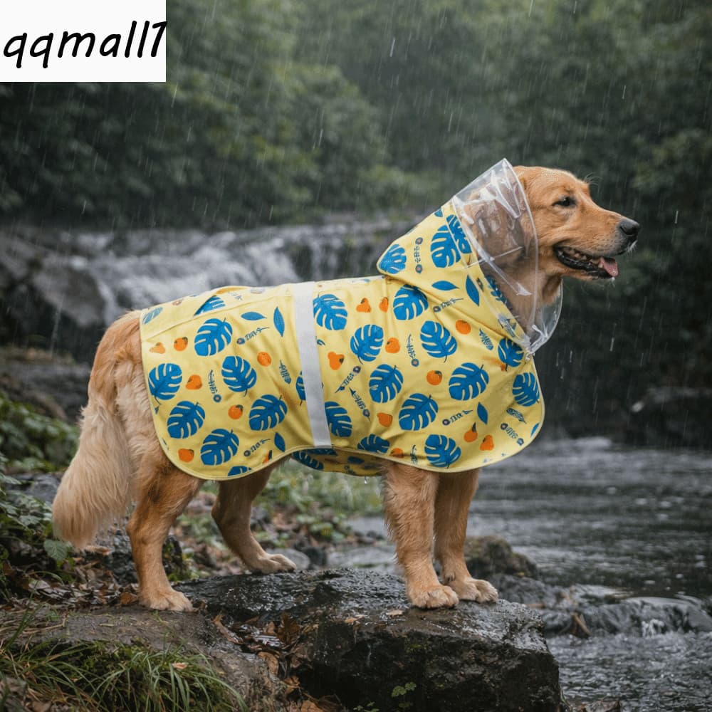 QQMALL1 Capa De Chuva Com Capuz Para Cachorro , Reflexiva À Prova De Vento Estampa De Frutas Ajustável