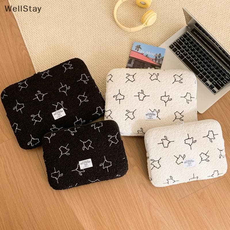 [WellStay] Capa De Pelúcia Para Laptop Bolsa Notebook De 13/14 Polegadas Air Pro Lenovo Hp Tablet De 11 IPad Portátil [B