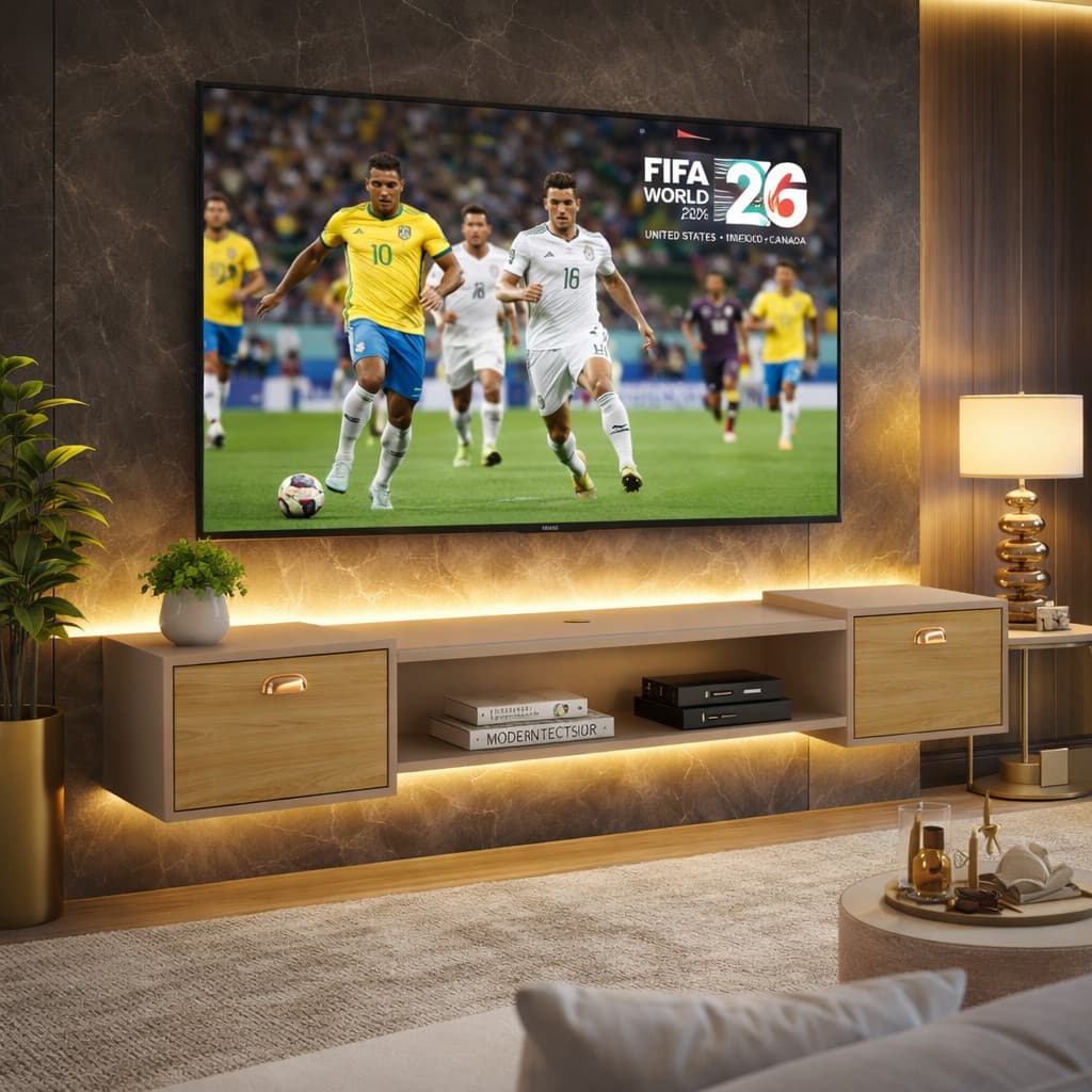 Rack Bancada Leão 1.80CM Tv 75 pol Suspenso Home com 2 Portas - LANÇOU