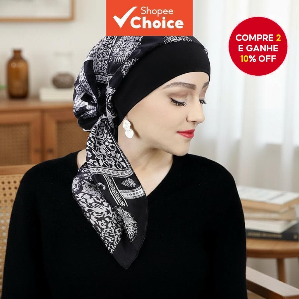  Turbante Vintage Sedoso para Mulheres - Touca Elástica Larga para Queda de Cabelo, Multifuncional