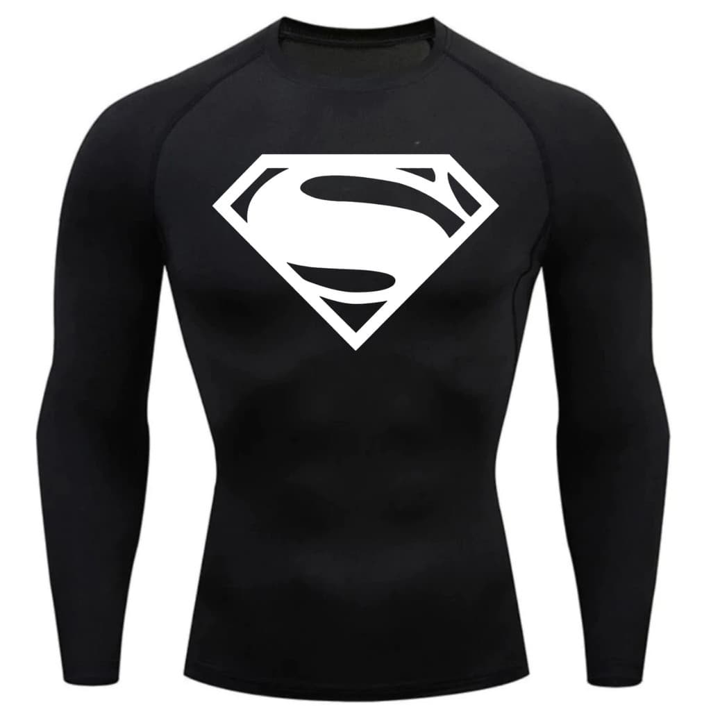 Camisa Compressão Proteção Uv 50+ Estampada Tecido Gelado Segunda Pele Manga Longa Super Man Super Homem Rash Guard