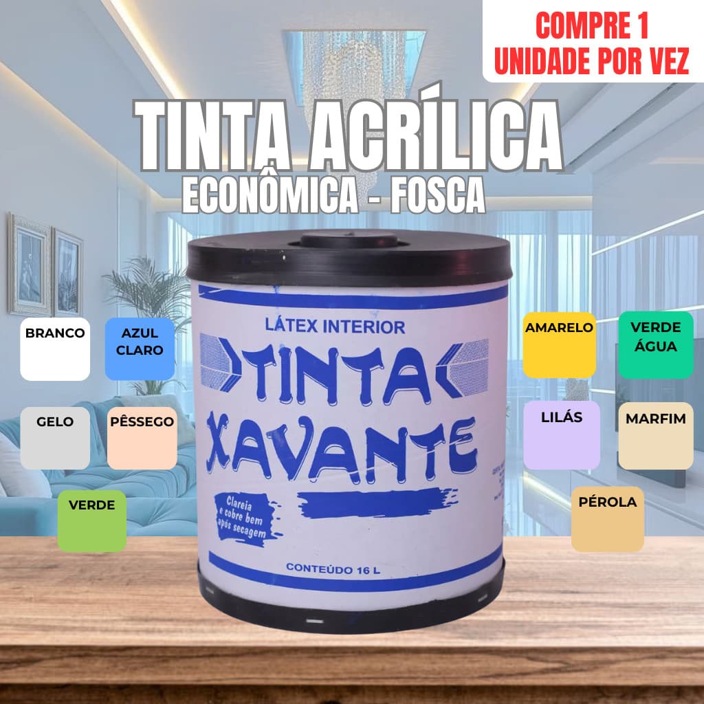 Tinta Xavante 16L Branco Cores Economica Fosca Parede Interna Imperio
