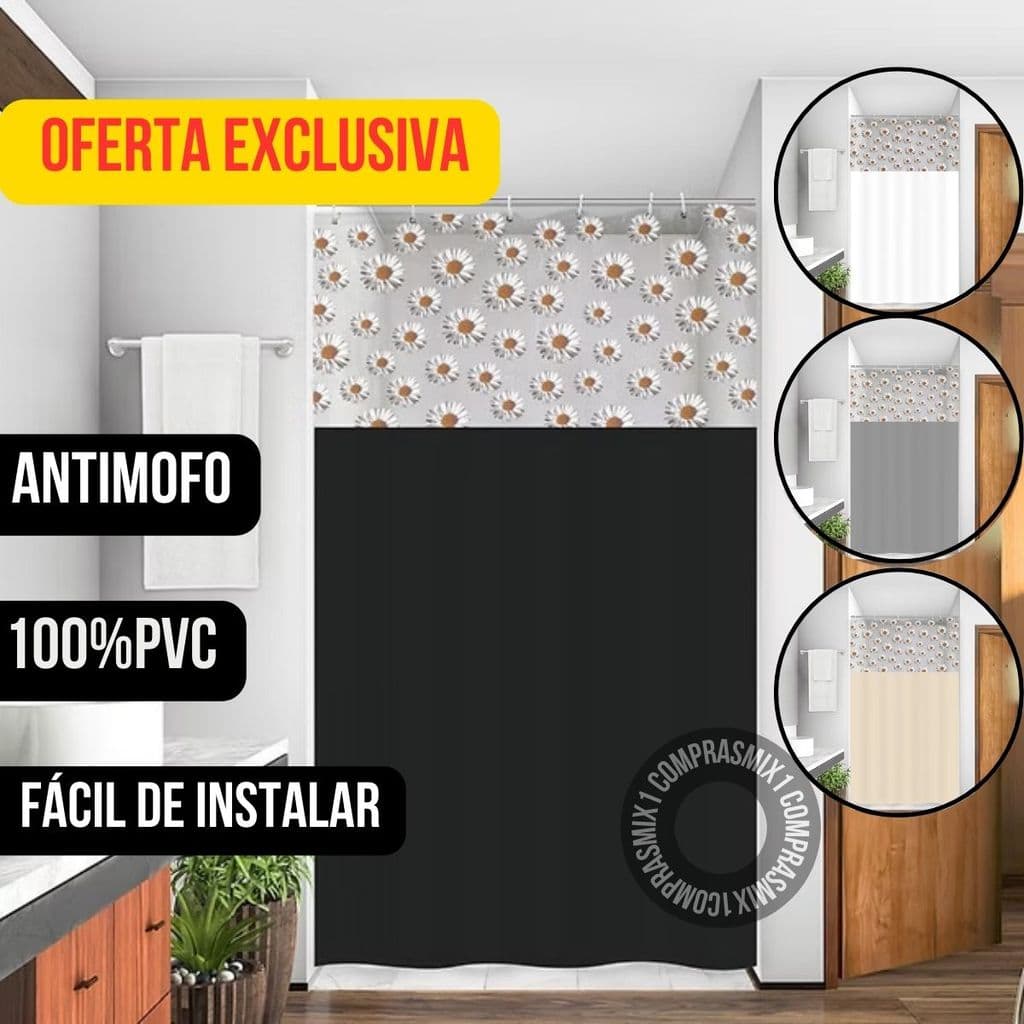 Cortina Box Banheiro Visor Estampada