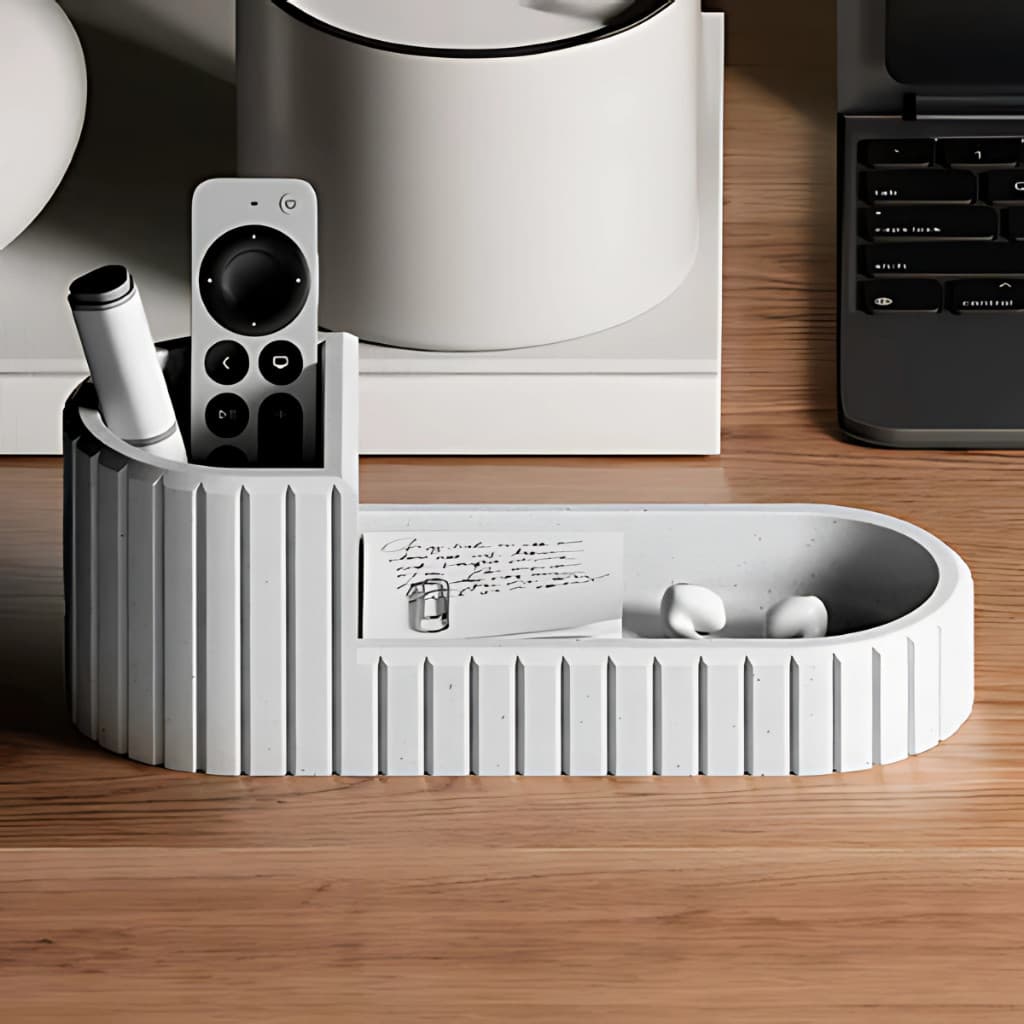 Organizador de Mesa Ripado Moderno – Porta Caneta, Chaves e Objetos para Escritório e Sala Decoração Bancada Praticidade