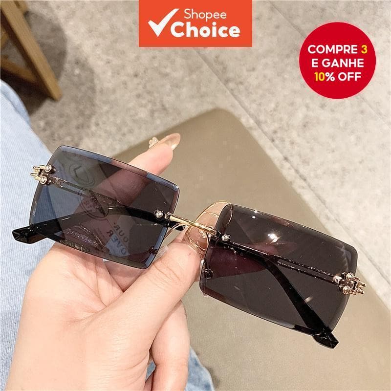Óculos De Sol Gradiente Sem Aro Feminino | Estrutura Leve De Proteção UV Para Dirigir/Diário/Vacação