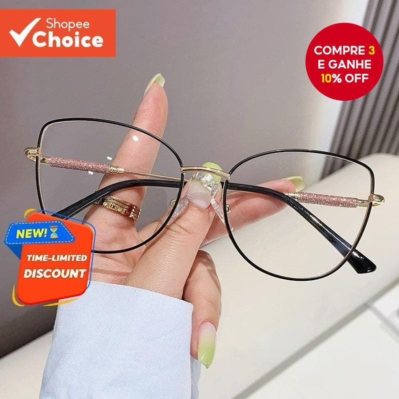 Óculos De Bloqueio De Luz Azul Olho De Gato Armação De Metal Ópticos De Computador Para Mulheres