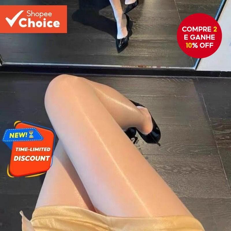 Meia-Calça Feminina De Cetim Brilhante – Transparente Fina Para Eventos Formais , Festas E Ocasiões Especiais ​