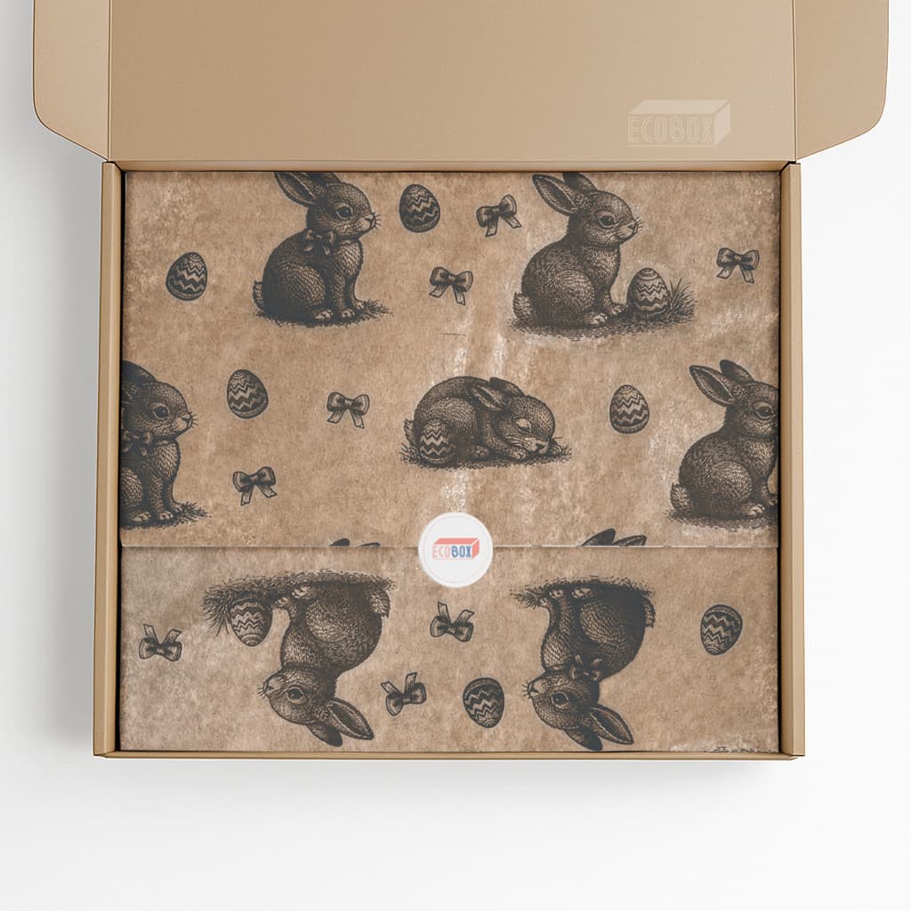 Papel de Seda Kraft Premium Estampa Coelinho Páscoa
