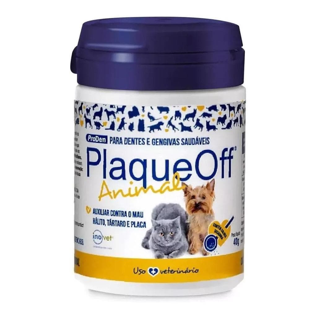 PO DENTAL NATURAL INOVET REMOVEDOR DE TARTAROS PLAQUEOFF 40G PARA CAES E GATOS