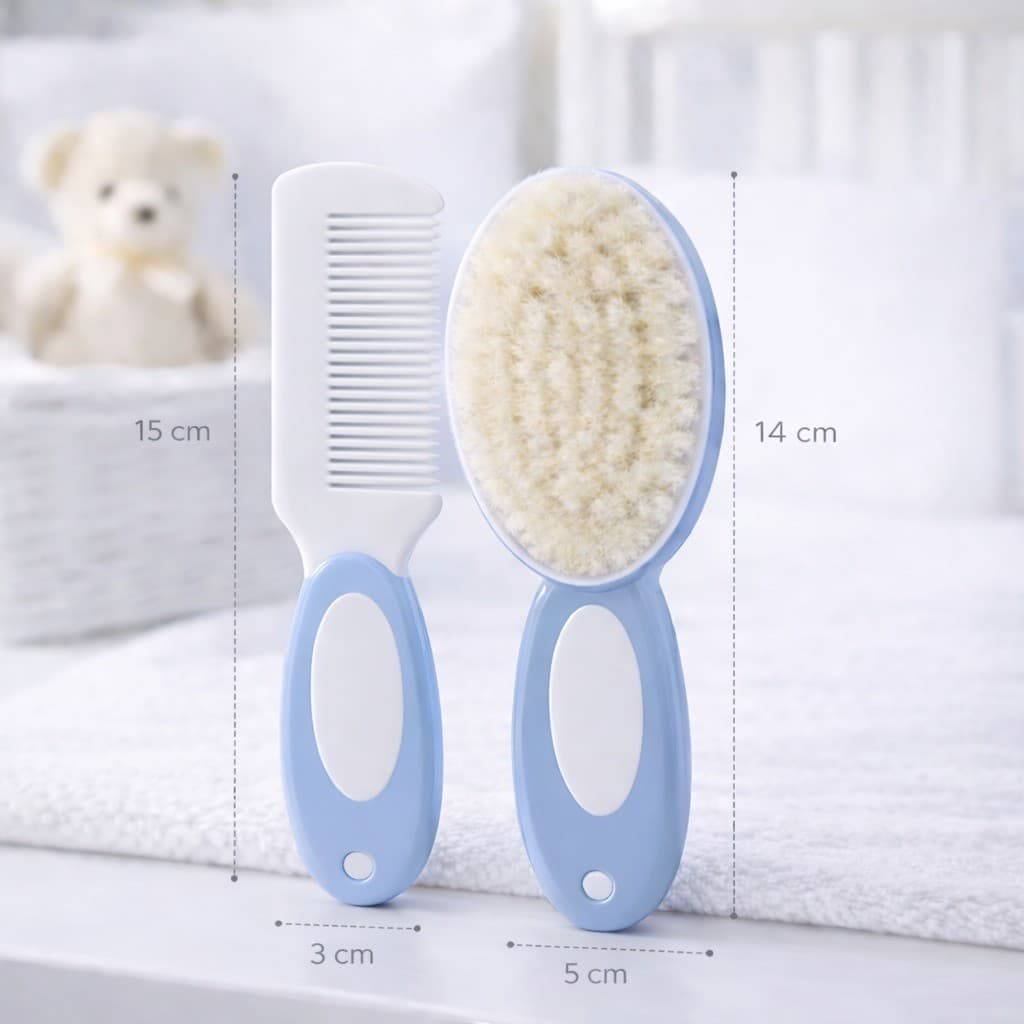 Kit Escova e Pente para Bebê Cerdas Macias Pontas Arredondadas Infantil
