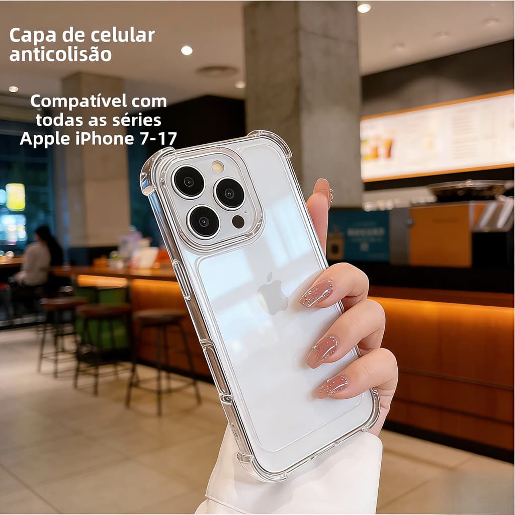 Capa Capinha PMA Anti Impacto Transparente Para IPhone7 8 XR 11 12 13 14 14Plus 14 15 16 17 ProMax