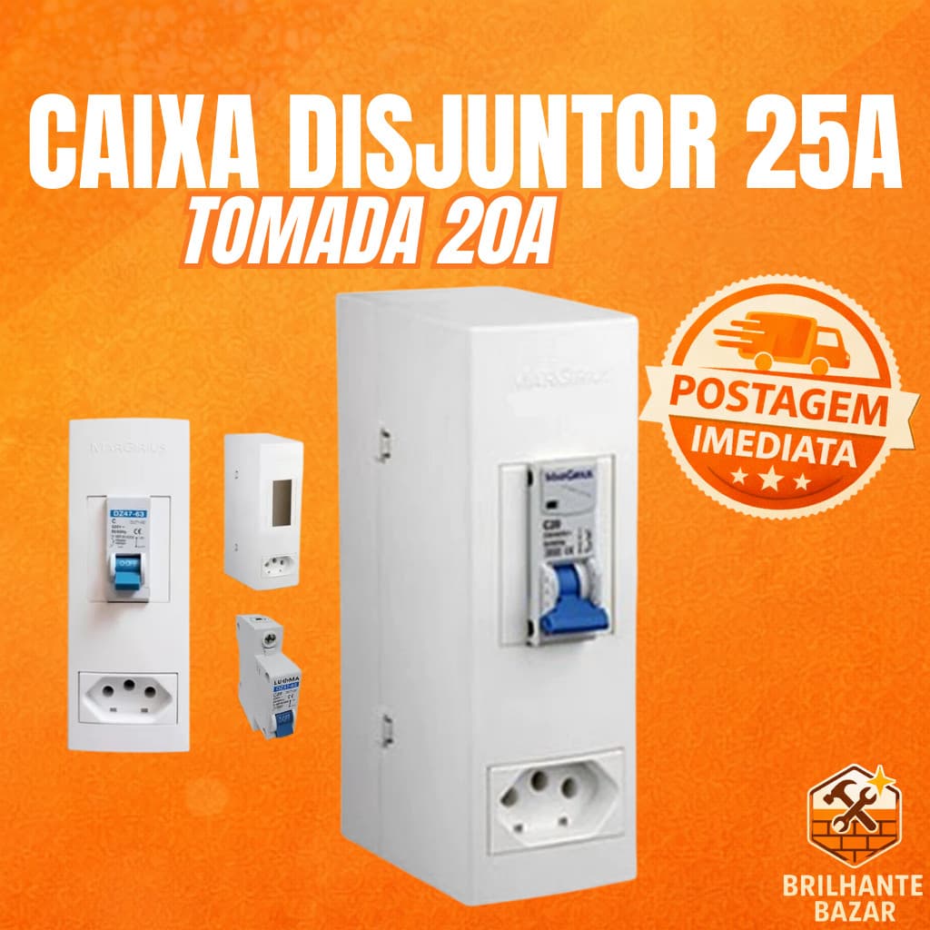 Caixa com disjuntor + Tomada 20A para Ar-condicionado - Proteção e Segurança P/ Eletrônico
