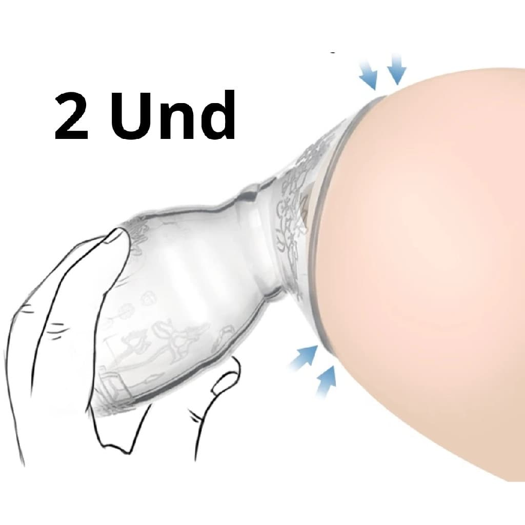 Kit 2 Und Copo Coletor Leite Materno Silicone BPA Free Extrator Conforto Amamentacao Bebe Portatil