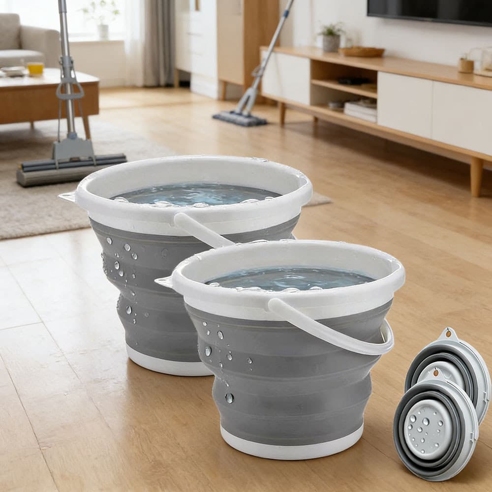 Balde dobrável de silicone de 10 litros - com alça, adequado para camping e uso doméstico.