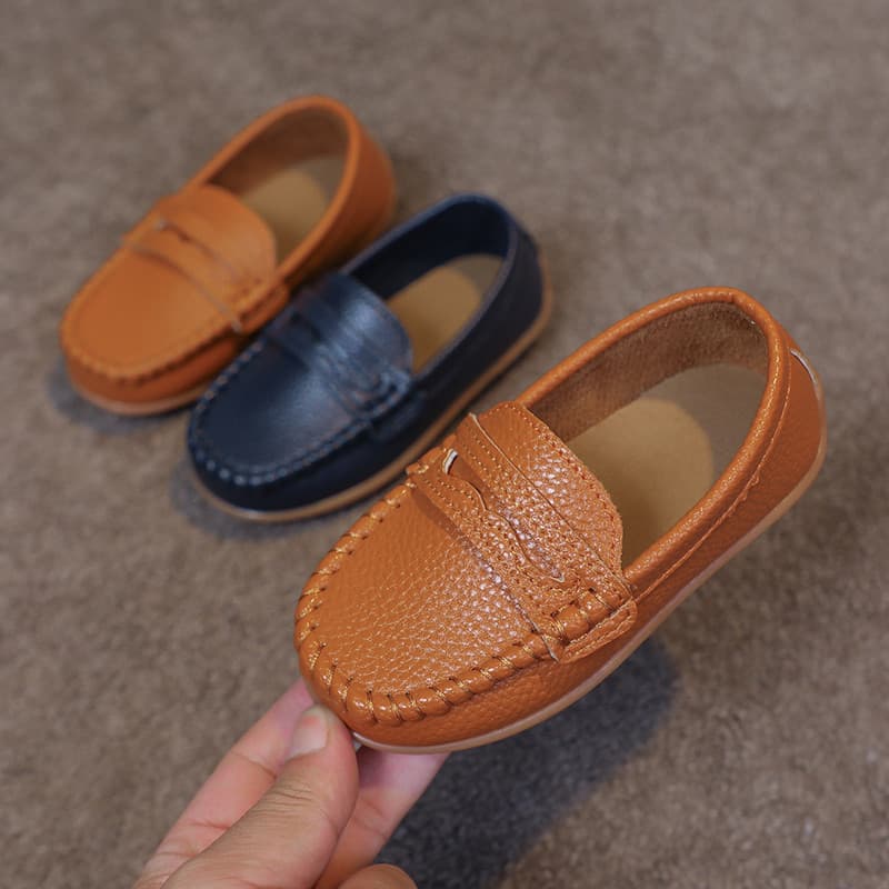 Crianças Meninos Sapatos De Couro Pequenas Casuais Apartamentos Deslizamento-Em Mocassins Moda Macia Clássico 2026 Prima