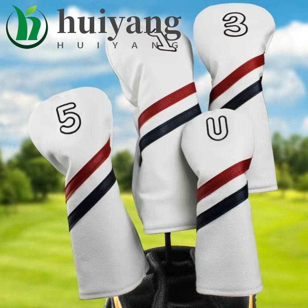 Capa Para Cabeça De Golfe HUIYANG , Protetor De Clube Estilo Esportivo De Couro PU , De Com Etiqueta Digital De Linha Du