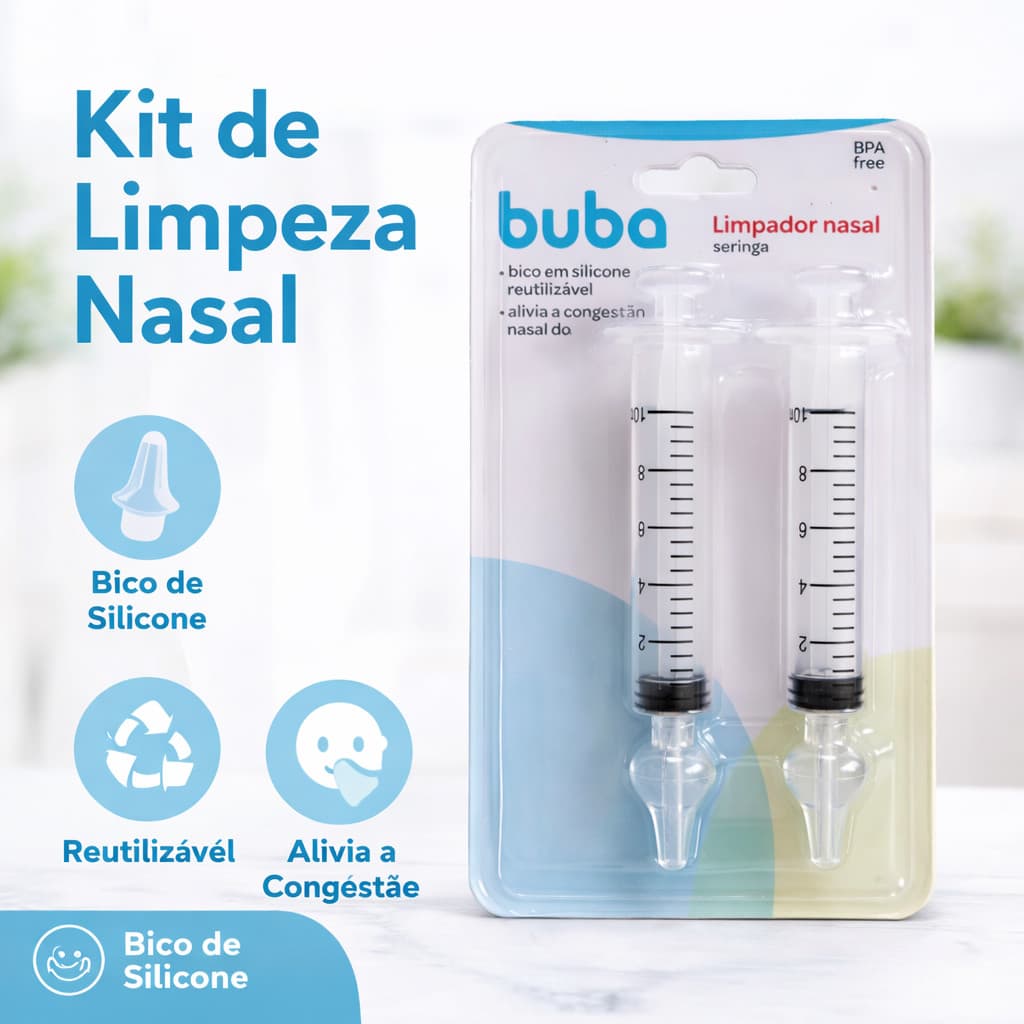Lavador Nasal Buba Seringa com Ponta em Silicone 2 Unidades