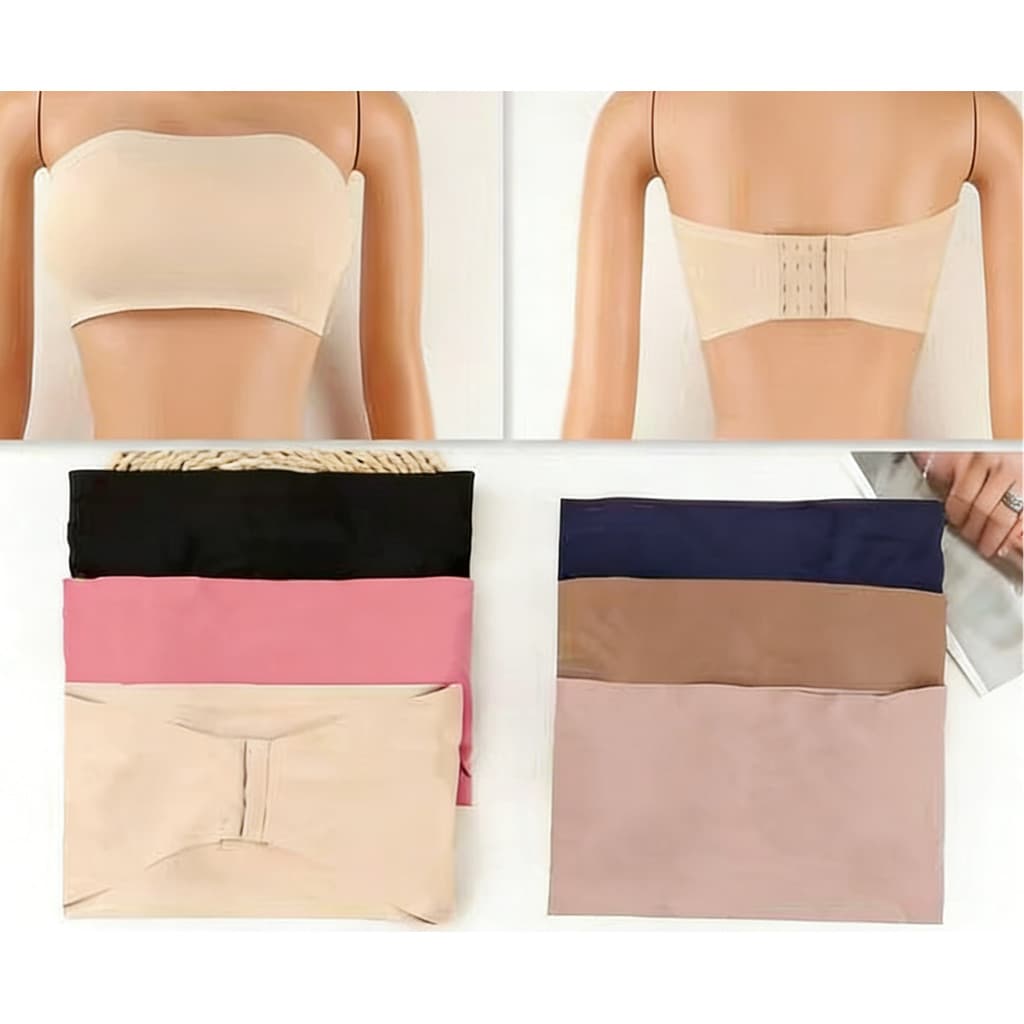 Conjunto sortido 1 - 3 cores estilo respirável - sutiã sem alças com copas removíveis - com fechos ajustáveis