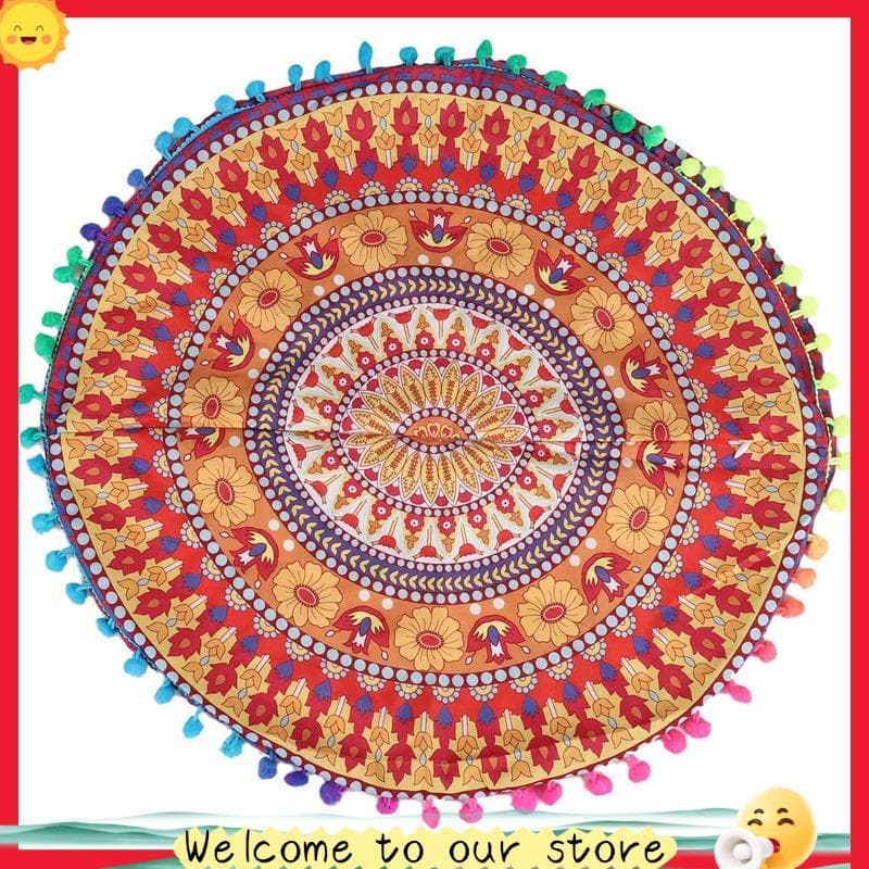 Capa De Almofadas Boêmias Redondas Para Piso De Mandala Indiana 13