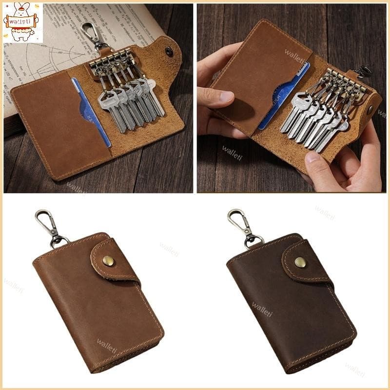 Mens Chaveiro Carteira PU Couro Cartão Caso Organizador Bolso Para Essencial