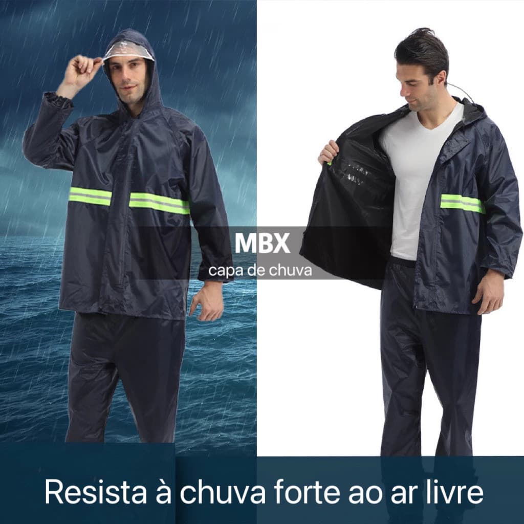 Capa Chuva Pvc Conjunto Impermeável Motoqueiro Motoboy C/ Capuz Motociclista Bikeyyy
