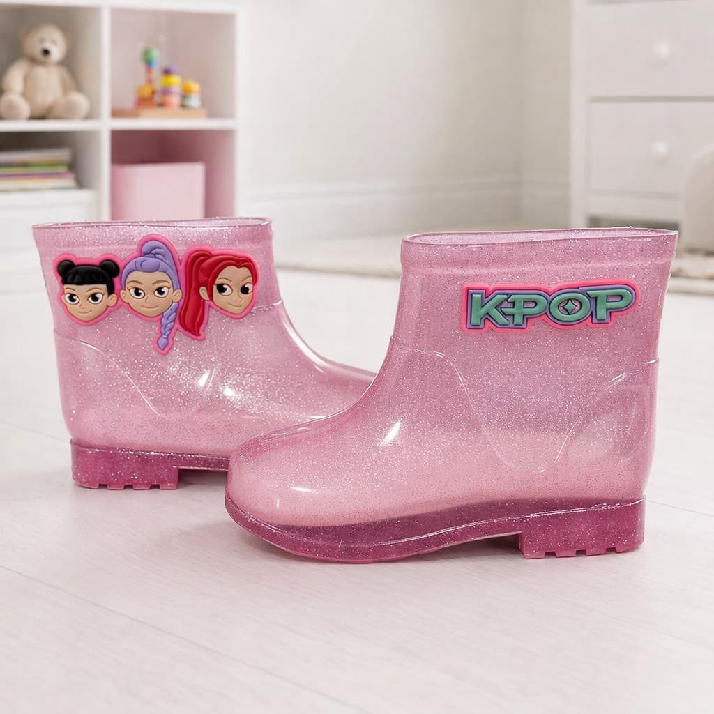 Galocha Infantil Meninas Bota Feminina  Leve Confortável Impermeável Kpop Guerreiras